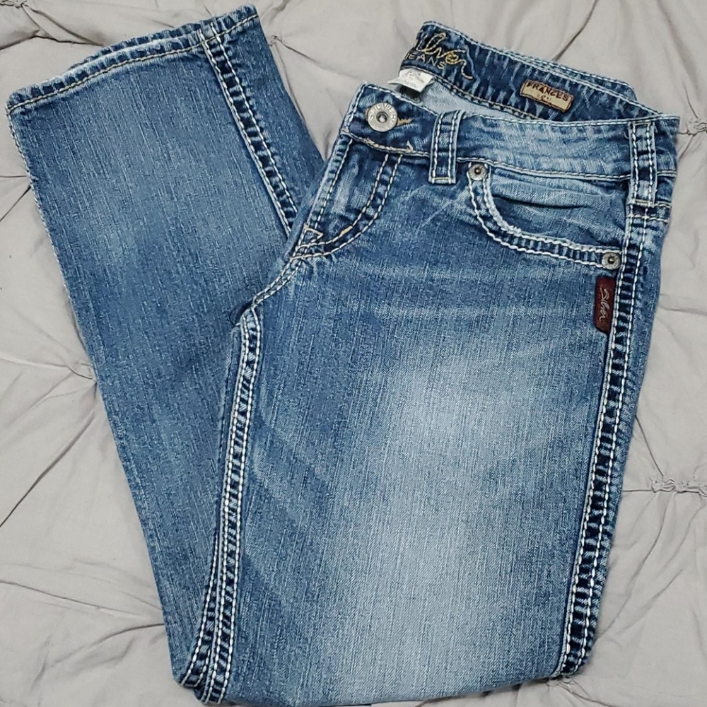 Silver Denim Capri